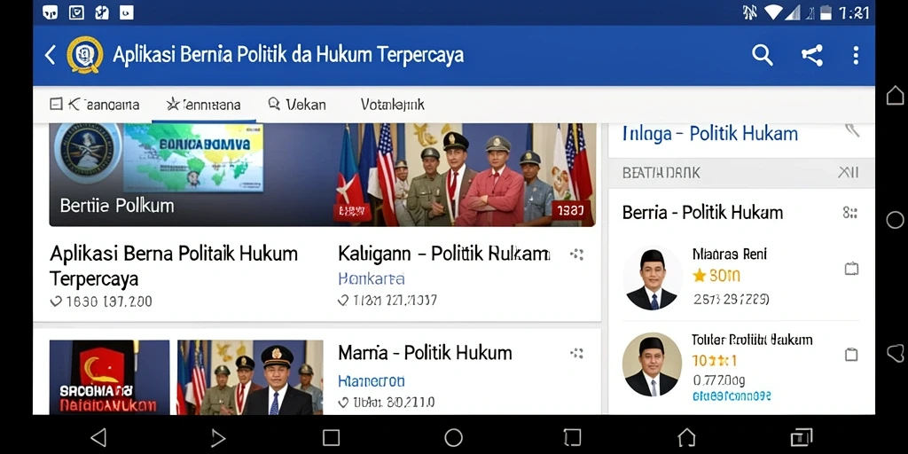 Antarmuka aplikasi 8II yang menampilkan berita politik dan hukum.