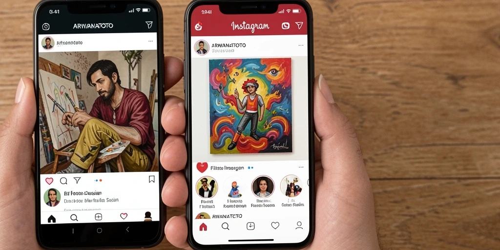 Tampilan antarmuka ARWANATOTO dengan berbagai pilihan filter Instagram.