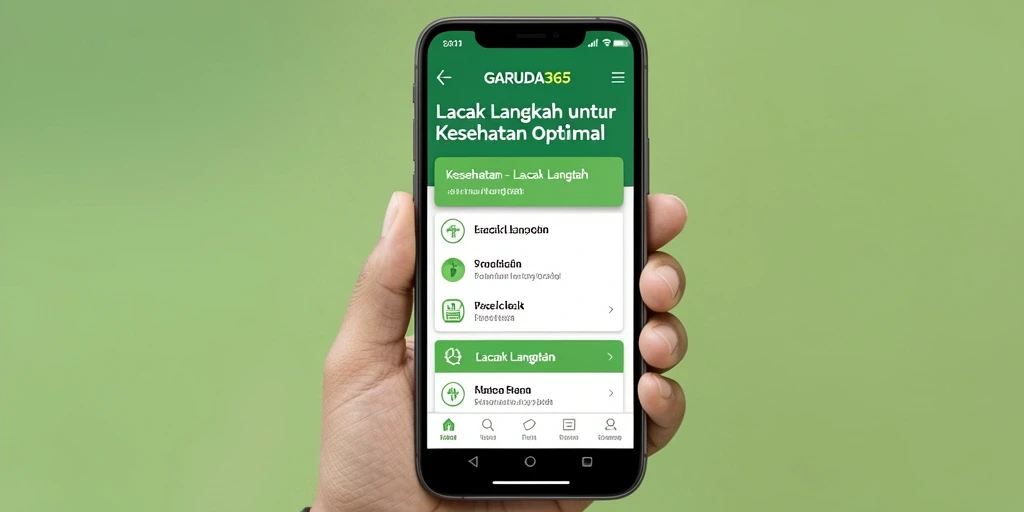 Tampilan antarmuka GARUDA365 menampilkan fungsi Lacak Langkah yang intuitif.