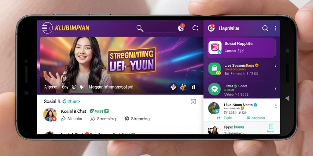 Antarmuka aplikasi KLUBIMPIAN saat melakukan live streaming.