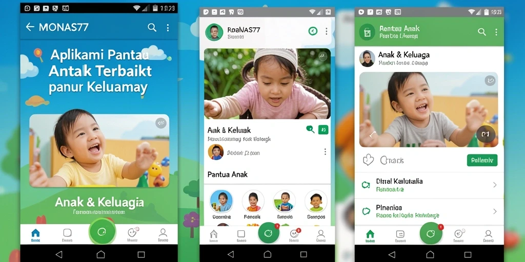 Tampilan antarmuka utama MONAS77 dengan fitur Pantau Anak yang lengkap.