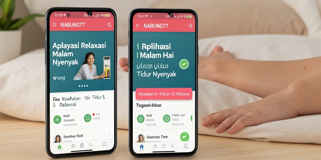 Tampilan antarmuka aplikasi NABUNG77 yang menenangkan untuk relaksasi sebelum tidur.