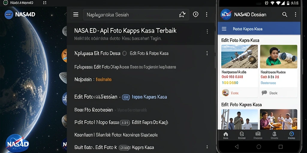 Antarmuka aplikasi NASA4D dengan fitur Edit Foto Kertas Kaca.