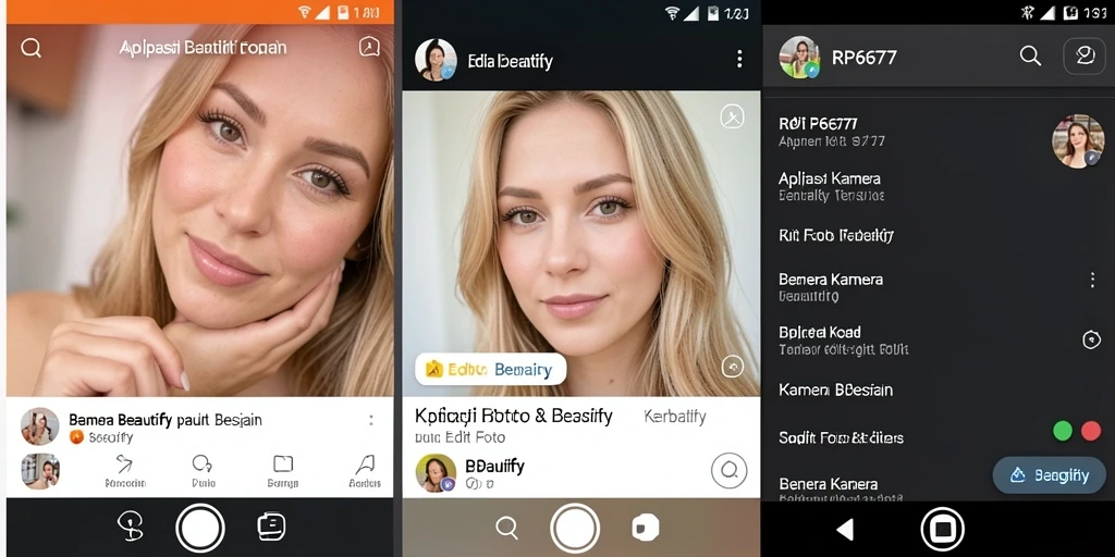 Tampilan antarmuka aplikasi Kamera Beautify RP6677 yang menarik dan user-friendly.