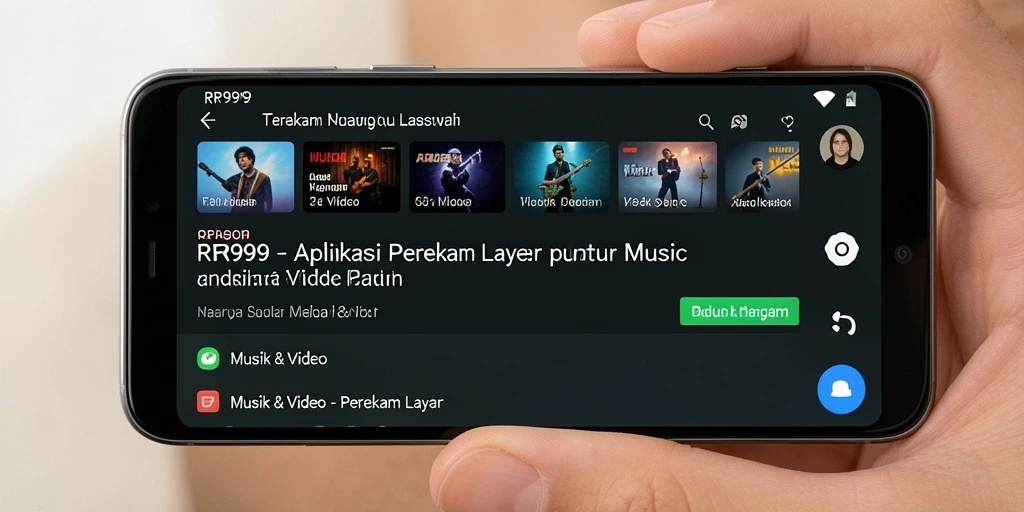 Screenshot antarmuka aplikasi RR999 dengan fungsi Perekam Layar.