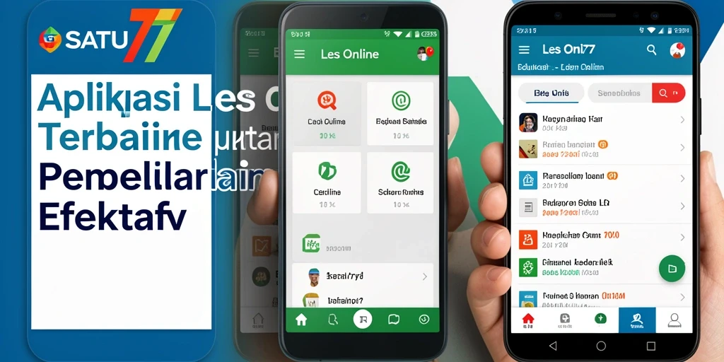 Tampilan antarmuka aplikasi Les Online SATU77 yang interaktif dan informatif.