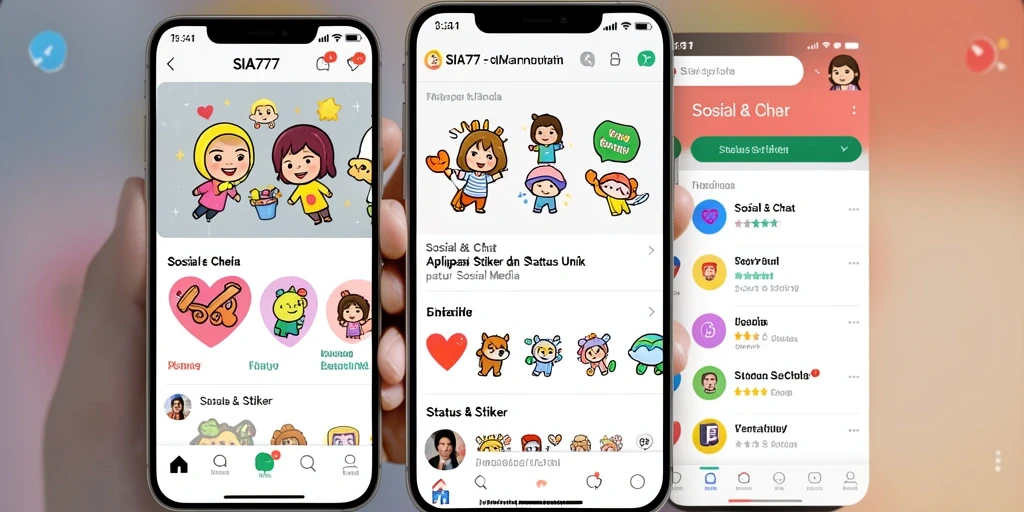 Antarmuka SIA777 yang menampilkan beragam stiker menarik.