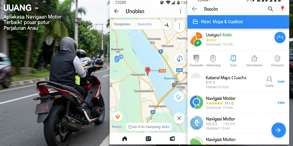 Tampilan antarmuka aplikasi UANG yang intuitif untuk navigasi motor.