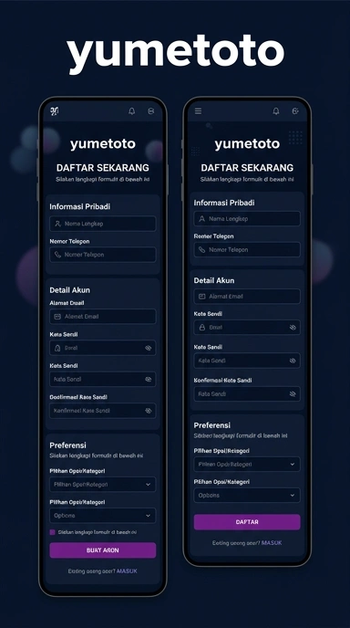 Daftar Akun Baru yumetoto untuk Pengguna Android